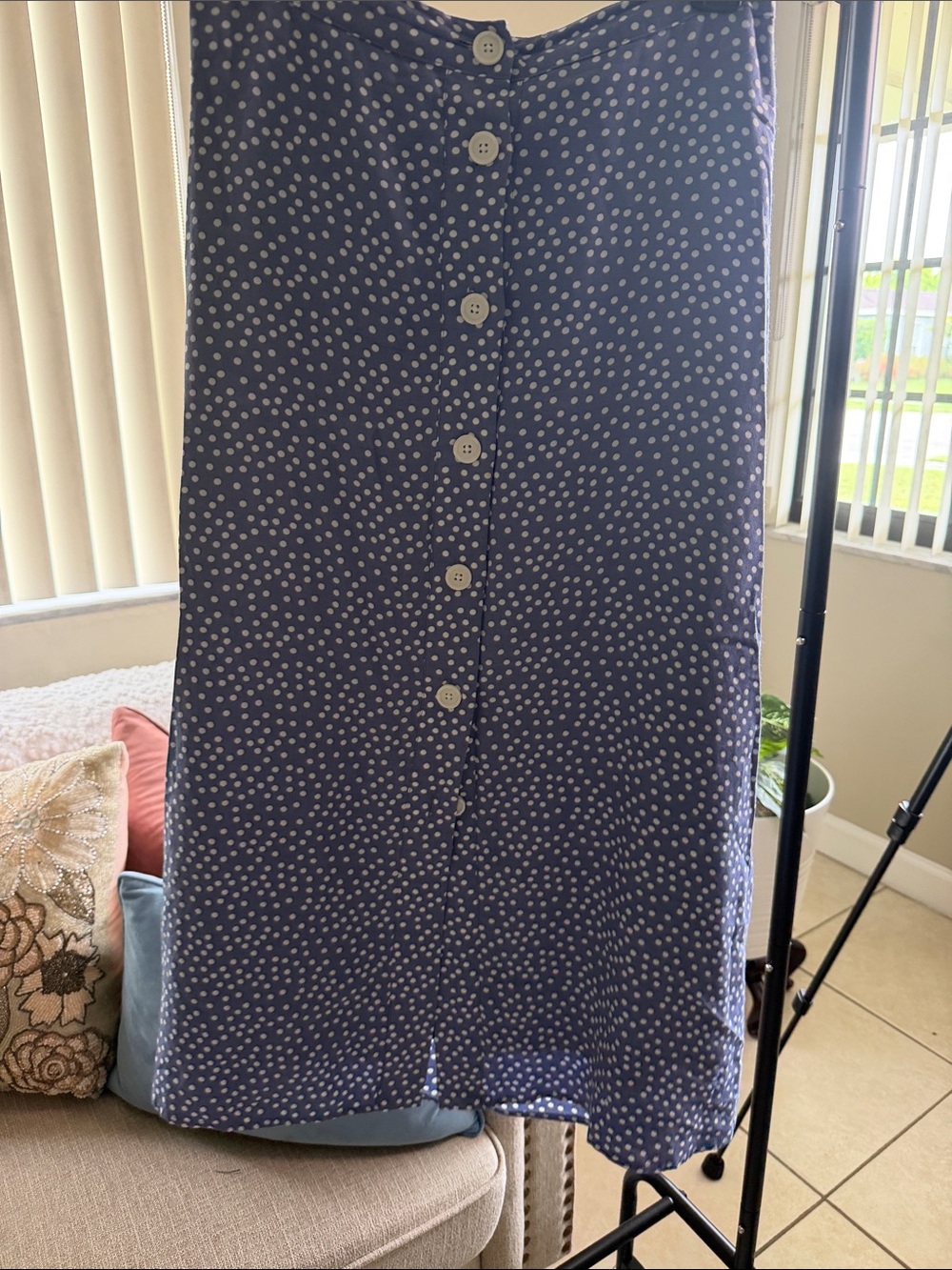 GAP Navy Polka Dot Button-Front Midi Skirt